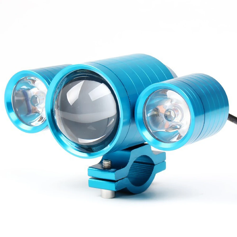

2pcs/lot High Power LED Motorcycle Aluminum Head Lamp Front Light Red Blue Flashing Spotlight