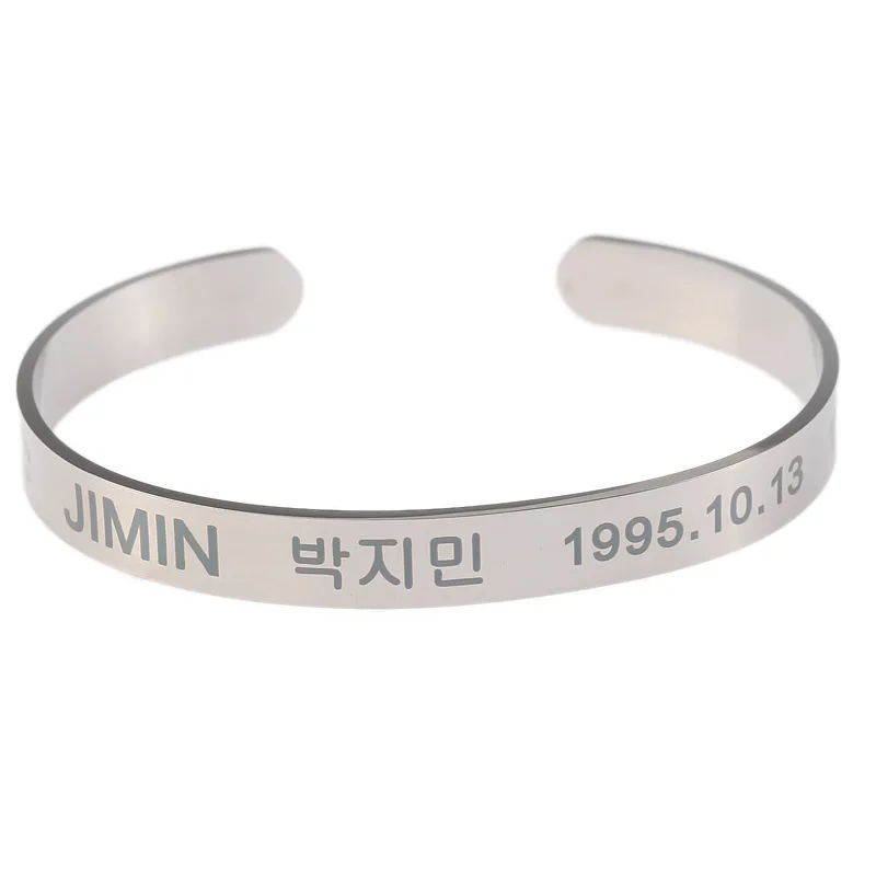 

Kpop Bangtan Boys Korean Style Fashion C Type Glossy Titanium Steel bangles ARMY JIMIN Hand Wristband Adjustable