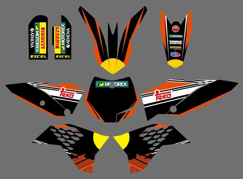Набор стикеров для KTM SX 65 2009 2010 2011 2012 0536 новый стиль Bull (оранжевый и черный)|sticker