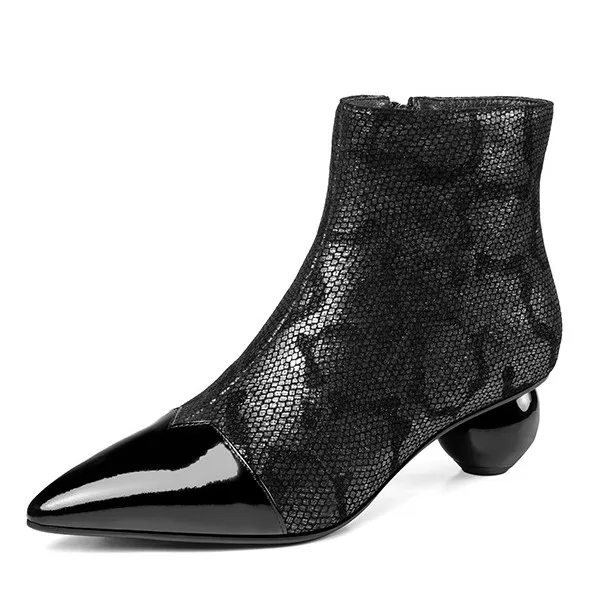 

New Short Boots Handmade Lace Style + Cow Leather Embroidered Ankle Boots Autumn Pointed Toe Boots Women DR-A0040