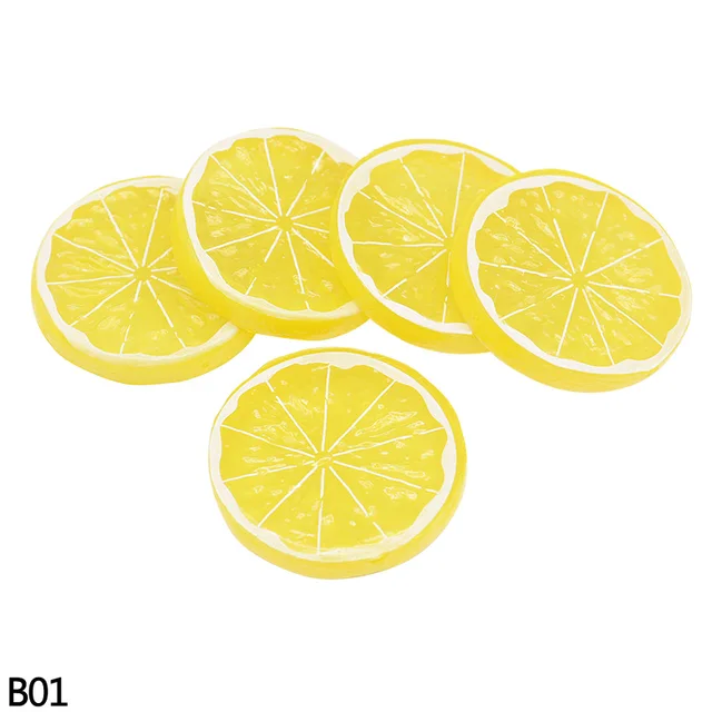 5pcs Lifelike Artificial Fruits Polyfoam Lemon Slices Fake Fruit Party Photo Props for Model Party Kitchen Simulate Fruits B01