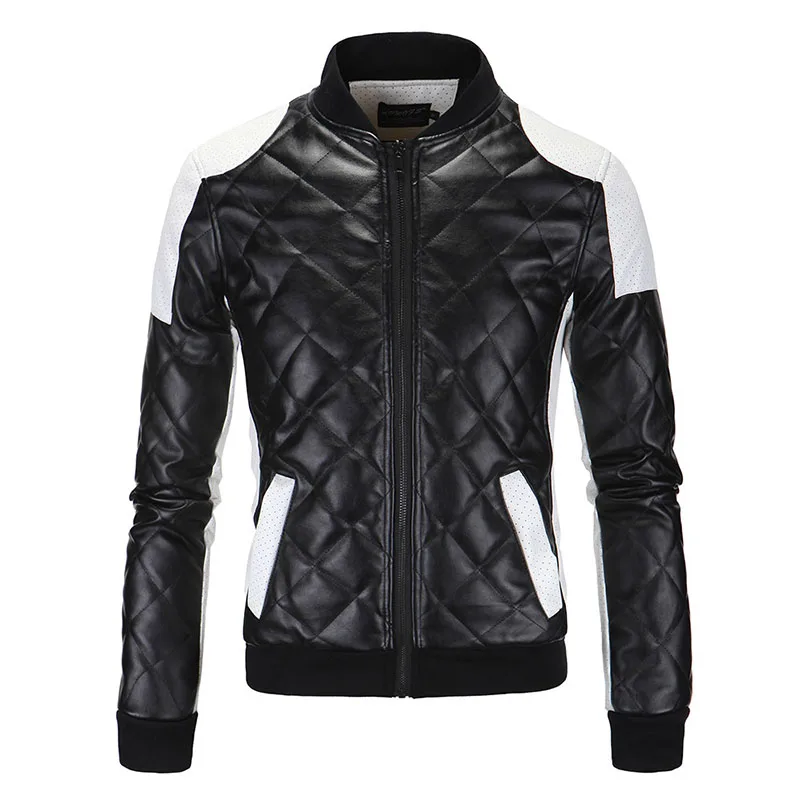 New Fashion Pu Leather Jacket Men Slim Casual Black White Bomber Jacket Coat Mens Brand Clothing Outwear Plus Size M-5XL New Fashion Pu Leather Jacket Men Slim Casual Black White Bomber Jacket Coat Mens Brand Clothing Outwear Plus Size M-5XL