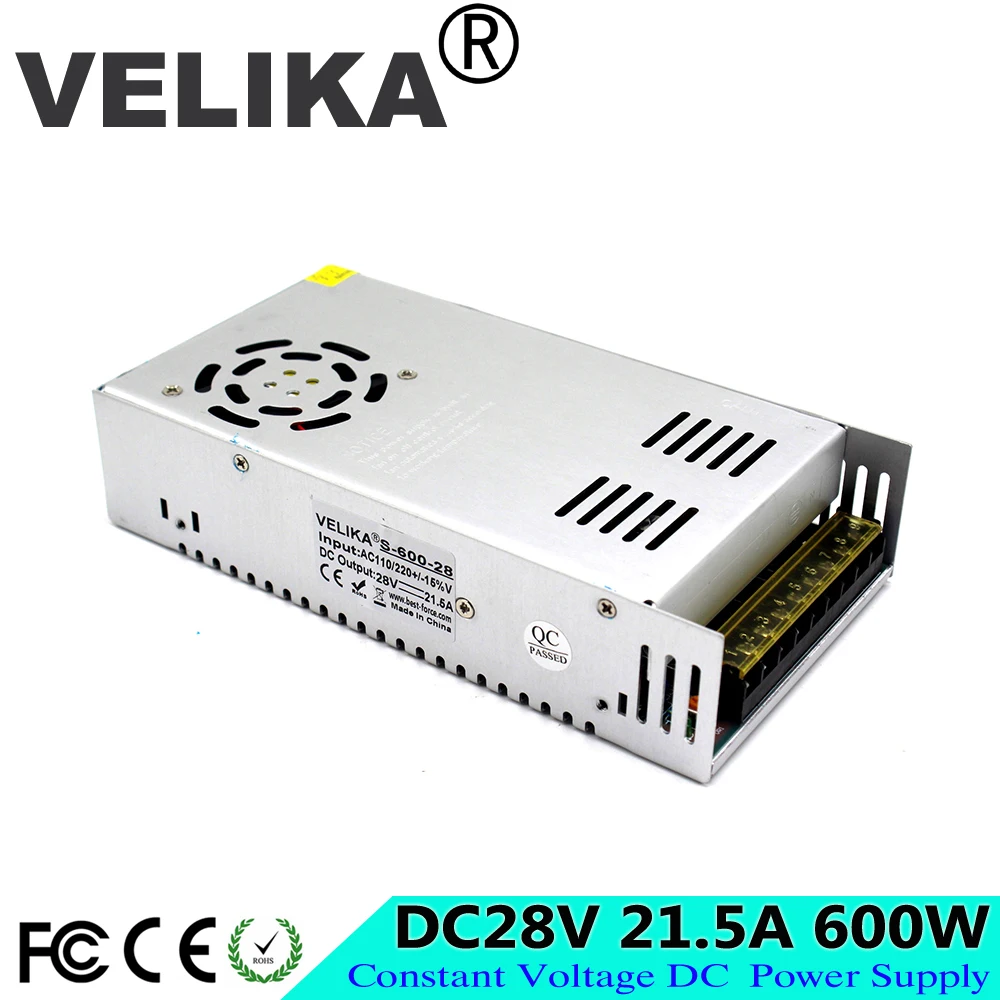 

Regulated Power Supply 28V 21.5A 600W Switching Power Source Driver Transformers 110V 220V AC DC28V SMPS for CNC CCTV Motor Lamp