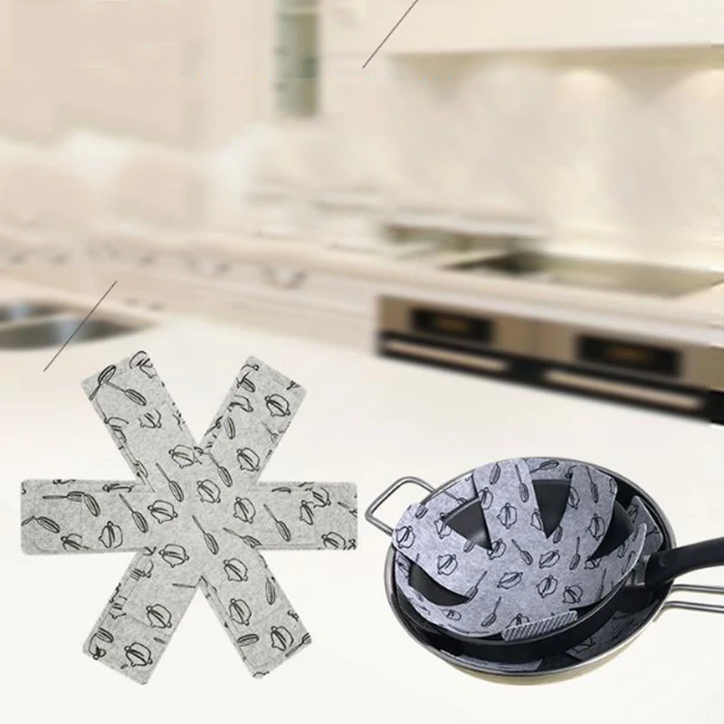 10pcs Non-woven Fabric Type Non-stick Pan Bottom Protection Pad 38cm Anti-hot Pad Heat Insulation Easy-to-clean Felt Pan Pad