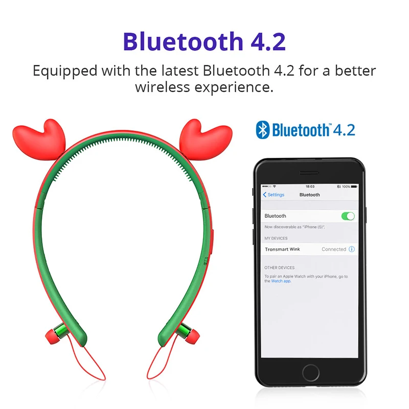 Tronsmart Encore Wink Tronsmart наушники с заячьими ушками Bluetooth гарнитура Беспроводные наушники с светодиодный светильник для игр