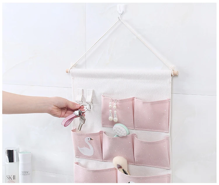 6 Pockets Wall Hanging Storage Bag Waterproof Sundries Bag - Home Organizer