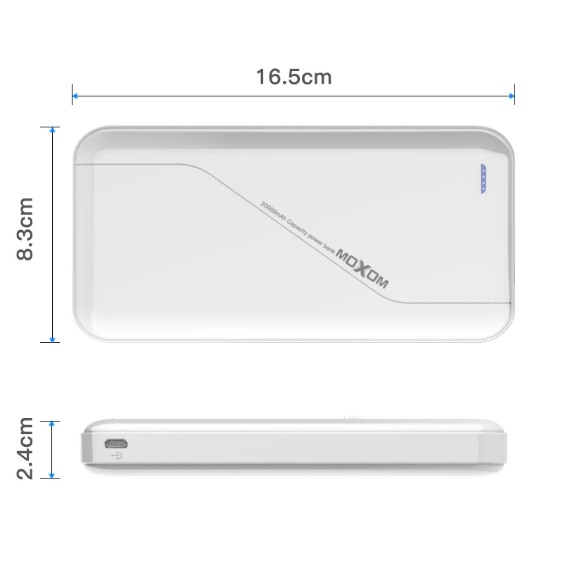 MOXOM Мощность банка 20000 мА/ч, два USB выхода, Мощность номер телефона банка Зарядное устройство для iPhone 8 X Xiaomi Быстрая зарядка зарядное устройство Powerbank