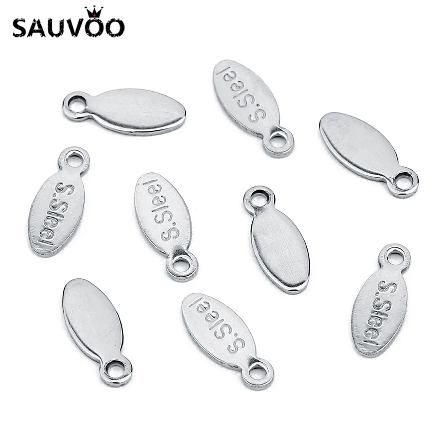 

SAUVOO 100pcs Stainless Steel Letter Charms Pendants Tag 4*10mm fit Bracelet Necklace DIY Jewelry Making Findings Wholesale