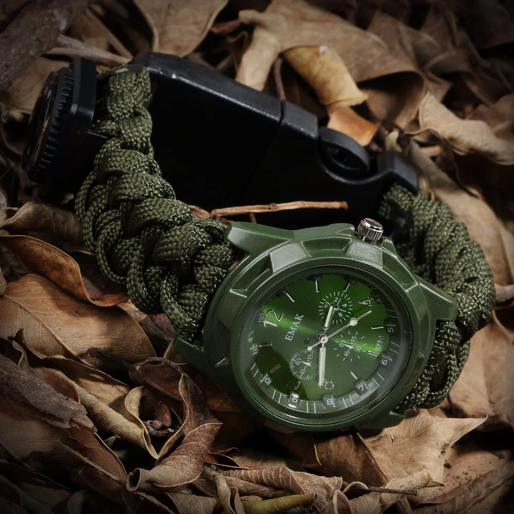 Outdoor Survival Watch Camping Multi tool Multi-functional Compass Thermometer Rescue Paracord Bracelet Equipment Outdoor Tools (13)