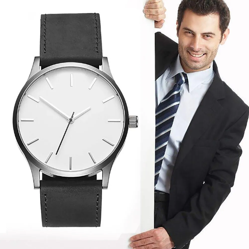 Saatleri модные роскошные Бизнес Кварцевые часы с большим циферблатом для мужчин матовый ремень наручные часы подарок Reloj de hombre