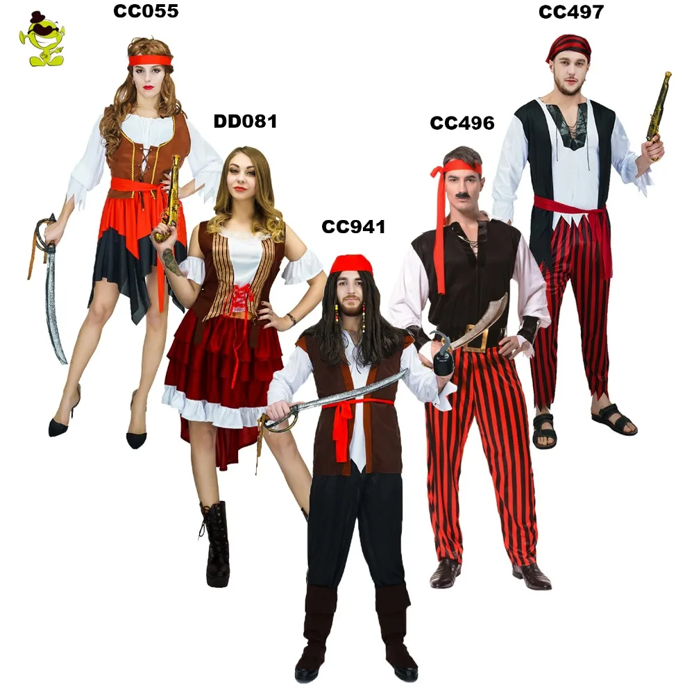 2018 Nový Karibik pirátské kostýmy pro pár módy styl Karneval kostým Cosplay Party oblečení pro sexy muž a ženy