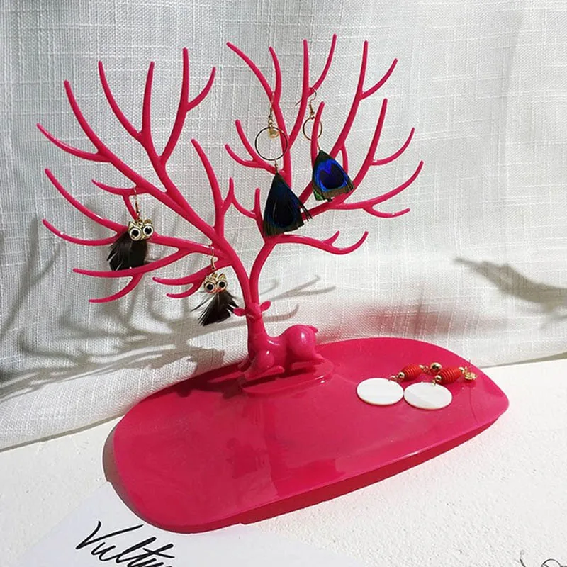 Hot Sale Jewelry Organizer 3 Color Necklace Earring Deer Stand Display Holder Show Rack Display Necklace Organizer Free Shipping