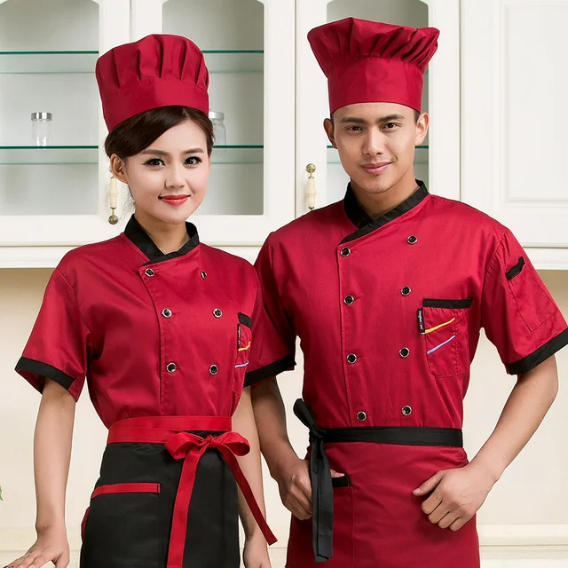 ชุดเชฟ Chef Set Work Uniforms high quality men Summer Short-sleeved Chef 1