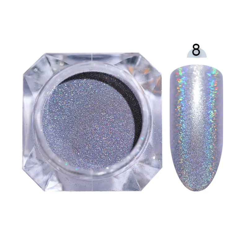 1 Box Mirror Effect Holographic Nail Glitter Powder Metallic Nail Powder Dust DIY Nail Art Decoration - Цвет: 20