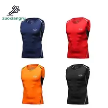 Мужские безрукавки, быстросохнущие Спортивные Компрессионные колготки, черный жилет для спортзала, фитнеса, футболки без рукавов, Спортивная майка для бега