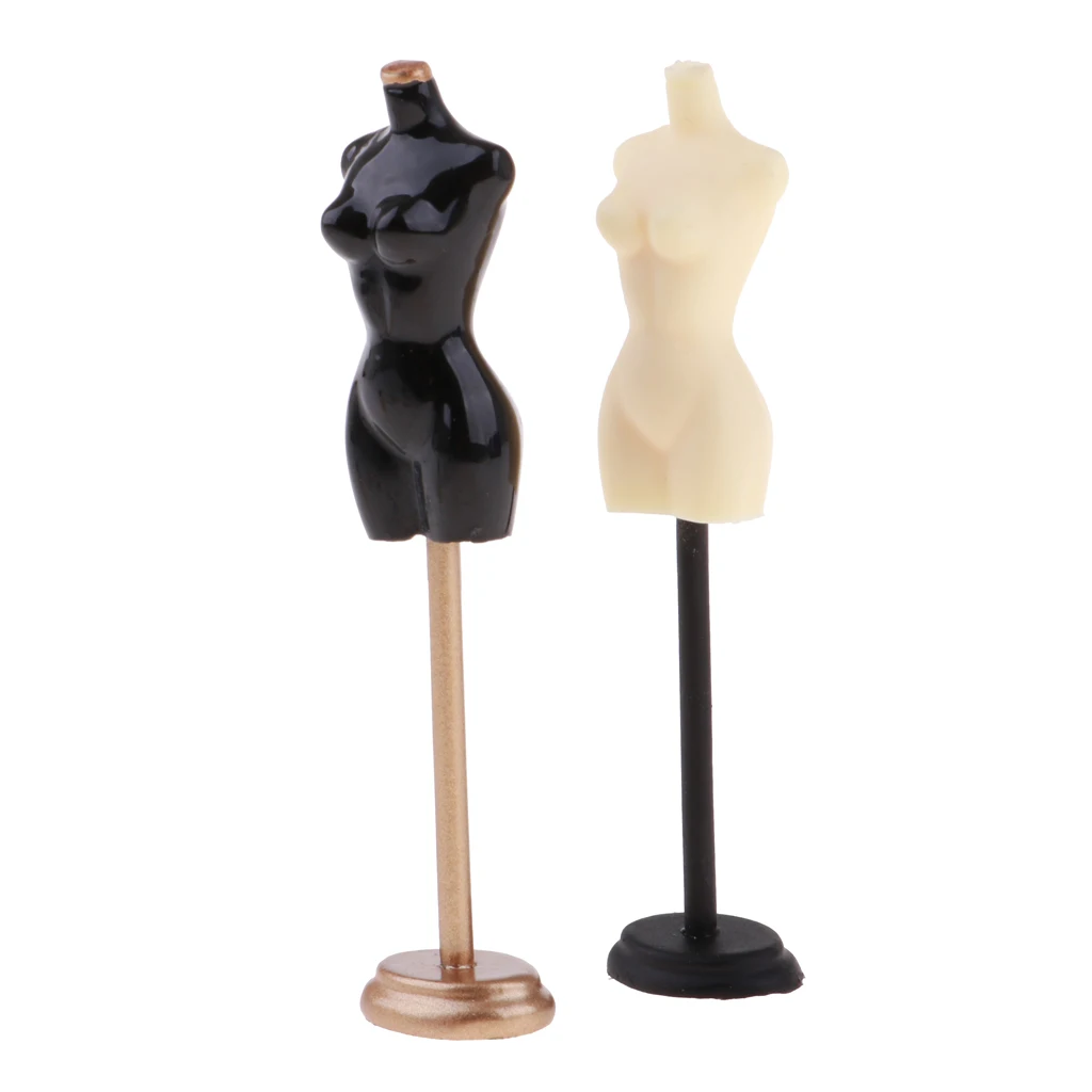 

2 Pieces Gold+Black 1:12 Metal Sewing Dress Form Mannequin Model Display Stand Home Decor