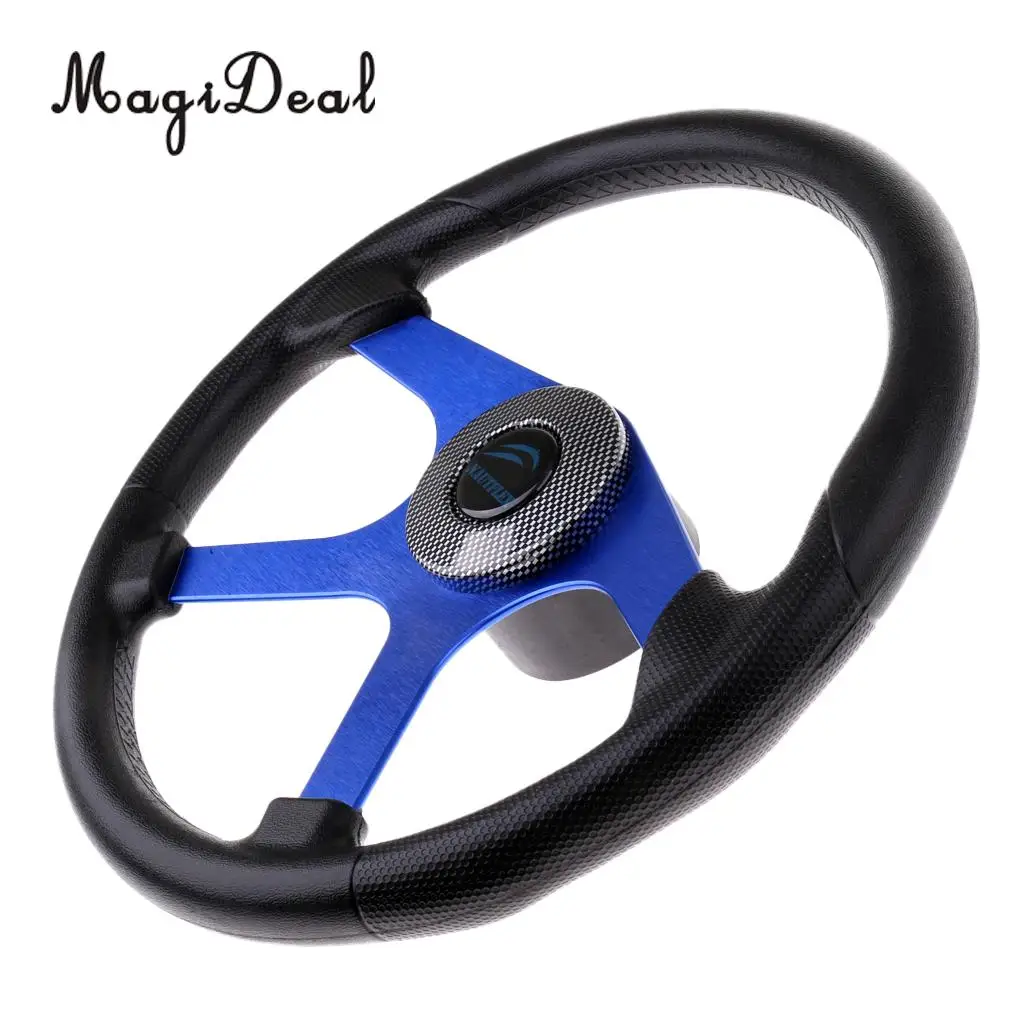 MagiDeal 310/360mm Aluminum Alloy D Shape Marine Boat Steering Wheel 3/4' Key Way Tapered for Kayak Canoe Boat Yacht Dinghy Acce