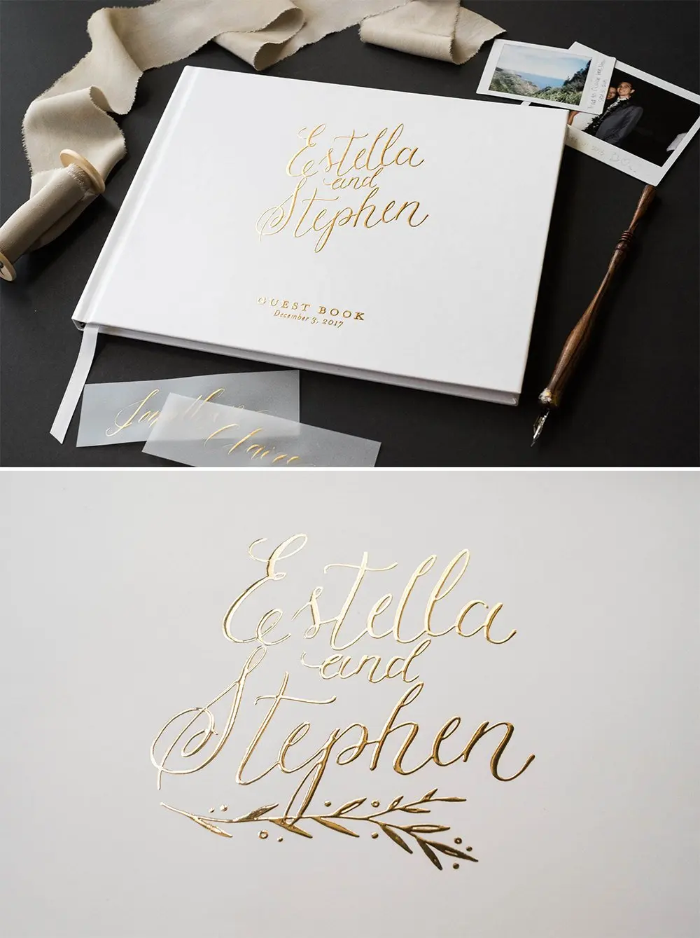 

Customize guest sign in Wedding Guestbook, foil gold Wedding Landscape Guest Book journals photo booth albums books