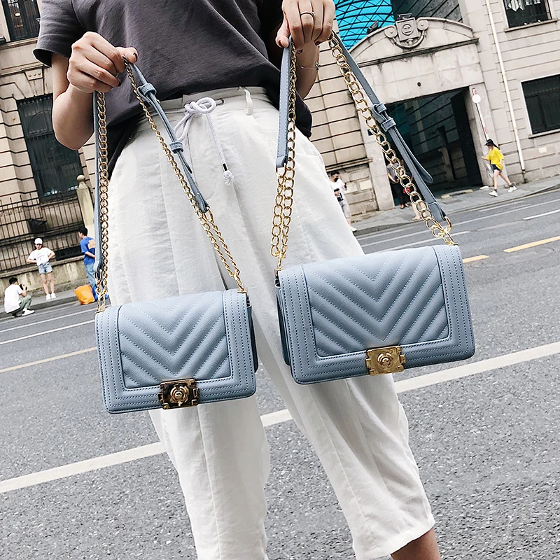 

Luxury Brand Designer Women Small Messenger Bags For Teenager Girls Chain Striped Shoulder Bag Pu Leather Bolsa Femininas Totes