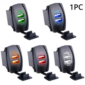 

Car Dual USB Socket Outlet DC 12V 24V LED Indicator Socket Car Auto Adapter