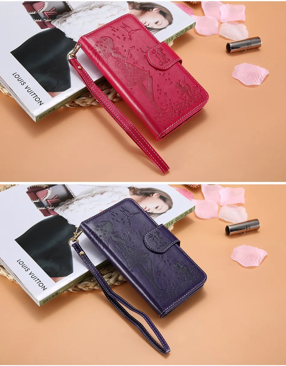 FLOVEME кожаный бумажник чехол для iPhone 7 6 6 S Plus 5 5S SE Чехлы для телефона девушка макияж зеркало 9 с подставкой и карманами для карт сумка для iPhone X 8