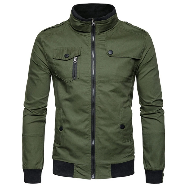 

Dropshipping Bomber Jacket Men Spring Autumn Cotton Pilot Air Force Jacket Slim Fit Military Jacket Male Army Green Coat