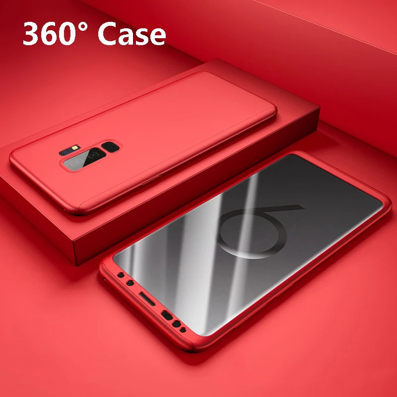

Hybrid 360 Degrees Full Body Phone Cases for Samsung Galaxy S9 S8 Plus S6 S7 Note 8 Slim Cover + Tempered Glass Screen Protector