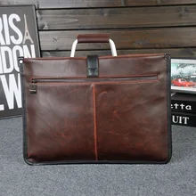 Simple Design Leather Men Briefcase With Metal Handle Business Men Document Bag Classic Office Mens Bags Men Handbag fashionable men s briefcase with zippers and black colour design