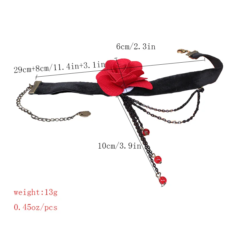 Сексуальные Чокеры в готическом стиле, черный кружевной воротник, ожерелье-чокер, красный цветок, викторианский женский чокер, стимпанк, ювелирное изделие, распродажа