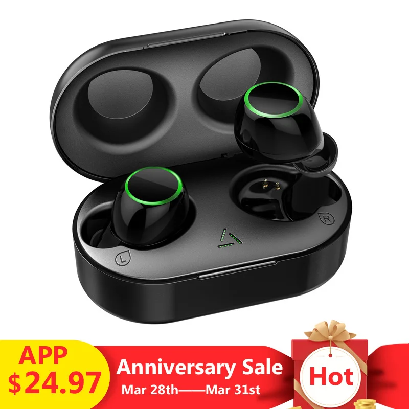 Mpow T6 TWS Wireless Bluetooth 5.0 Earphones ipx7 Waterproof 21h Playing Time Wireless Earbuds With Mic For iPhone Xs Xr Huawei