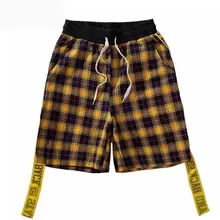 Фланелевые мужские Плиссированные шорты фестончатая лента мужские s хип хоп беговые шорты для потения Уличная Повседневная Уличная эластичная талия шаровары мужские