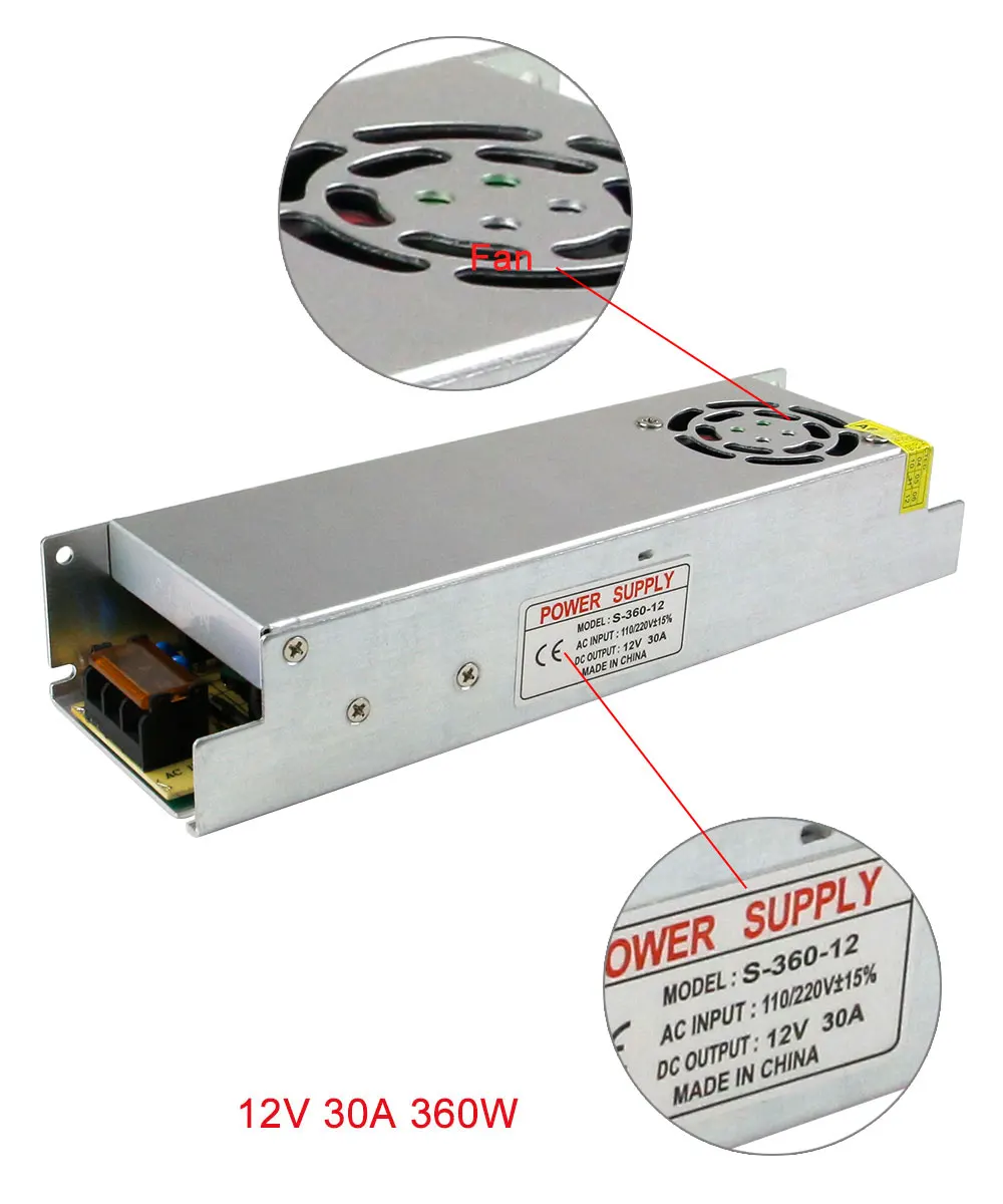 [Dbf] трансформатор AC110/220 В к DC12V 5A/60 Вт 8.3a/100 Вт 10A/ 120 Вт 16.7a/200 Вт 20A/250 Вт 30A/360 Вт Питание для 3528 5050 Светодиодные ленты