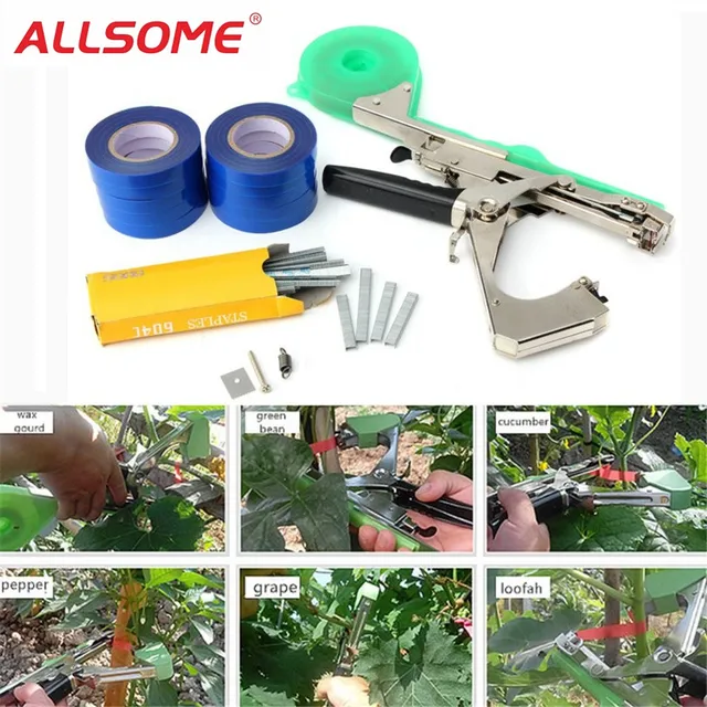 Grape Vine Stapler Plant Tying Machine With 6 Roll Tapes +1 Box Staples Tying Device For Vegetable Tomato Cucumber Pepper Flower