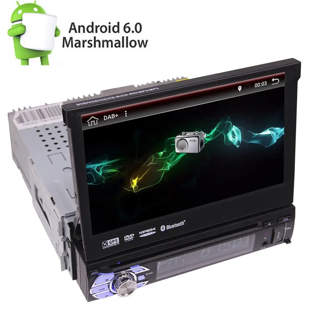 Clearance 1 Din 7 Inch Android 6.0 Car Stereo Radio GPS Navi Player 3G Wifi OBD2 DAB+ 0