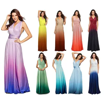 

Elagant Party Maxi Long Dress Women Multiway Wrap Dresses Gradient Convertible Boho Bandage Dress Bridesmaids Infinity Robe