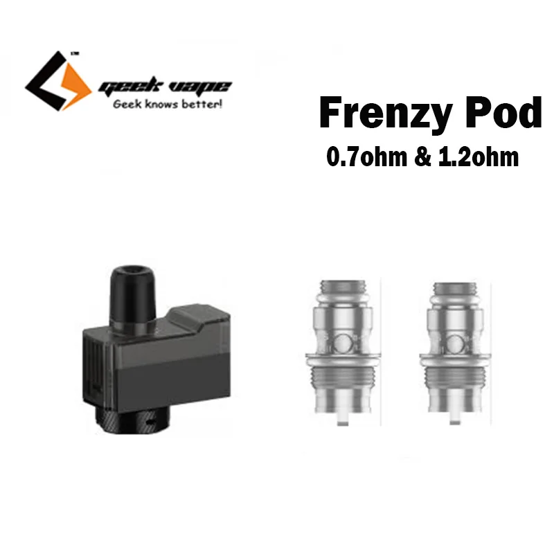 

Geekvape Frenzy Pod Cartridge 2ml Capacity with 0.7ohm NS Mesh Coil & 1.2ohm NS Coil E-cig Vape Accessory for Frenzy Pod Kit