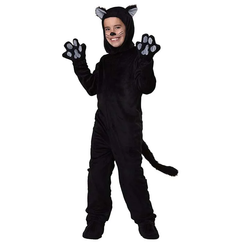 Kids boy black cat Costume Cosplay Suit Animal Costume Fancy Dress with