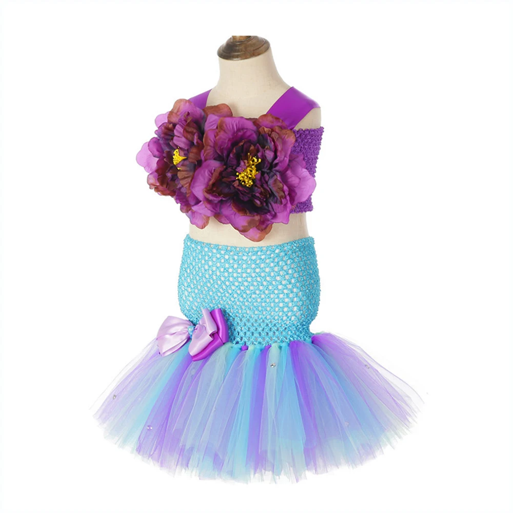 Little Princess Mermaid Girls Tutu Dress with Fish Tail Girls Dresses Age 13 14 Years Old Girls Mermaid Wedding Dresses 3 Pieces (2)