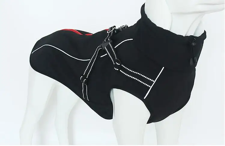Pet Dog Jacket Polyester Fleece Lined Dog Coat with Reflective Strip Oudoor Sport Dog Clothes for Medium to Large Dogs