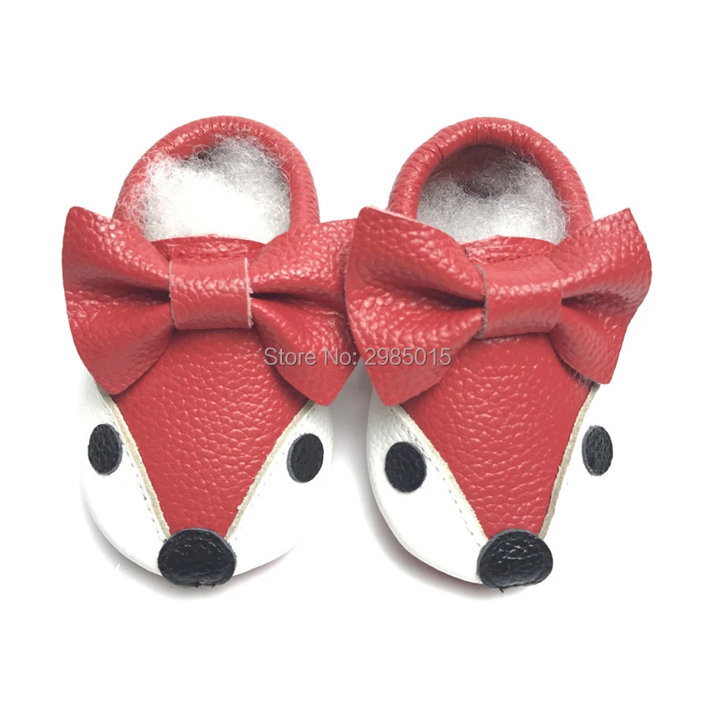 7 Color High Quality Handmade Retail Bow Genuine Leather Baby Shoes  Fox Style Baby Girls Shoes Newborn Soft Sole Baby Moccasins