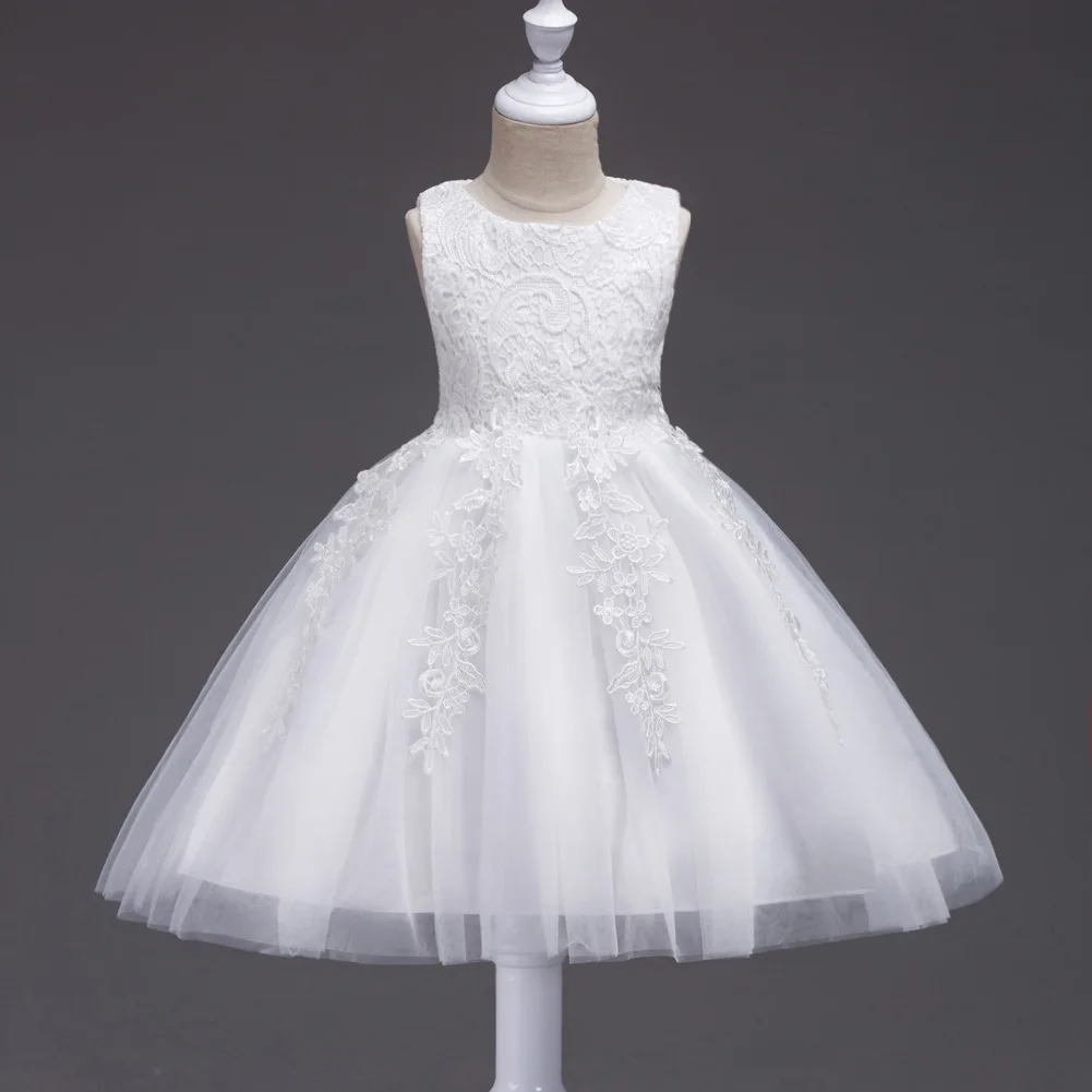 Flower Girl Dresses 2-8 Yrs Lace Embroidered Princess Pageant Gown