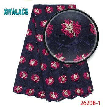 

African Lace Fabric 2019 High Quality Lace Voile Lace Fabric New Design Swiss Voile Lace Switzerland Add Stones YA2620B-1