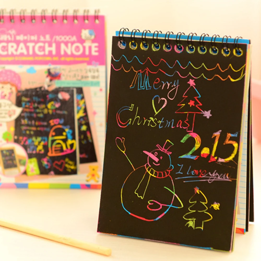

Wonderful Color Scratch Note Black Cardboard Creative School DIY Draw Sketch Notes for Kids Toy Notebook Drawing Toys apdc11c19