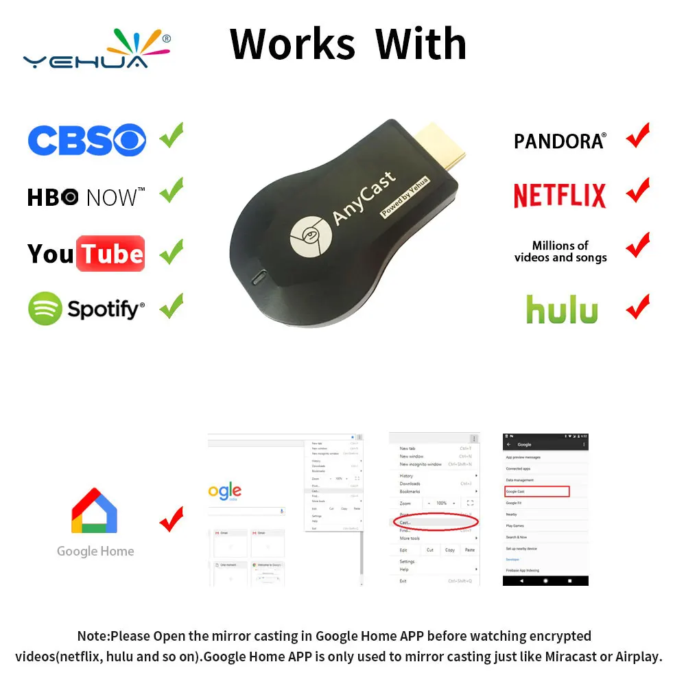 

Anycast M9 plus Miracast Chomecast Wireless hdmi 1080p TV Stick adapter Wifi Display Mirroring Receiver dongle for ios android