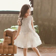 Лето-Осень ; платья для девочек; детская Одежда для танцев; платье принцессы; кружевная детская одежда без рукавов для свадебной вечеринки