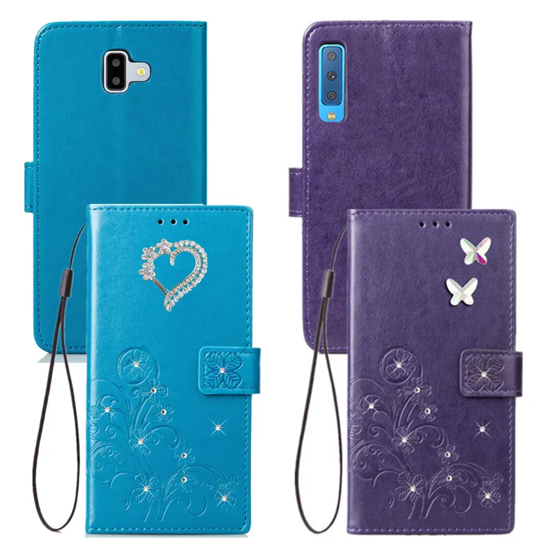 Кожаный чехол кошелек с откидной крышкой и отделением для карт Love design Samsung Galaxy A7