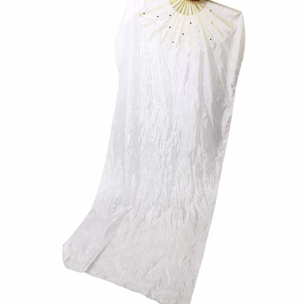 

Free Shipping 1pcs New Belly Dance Bamboo Long Silk Fans Veils White Color Hand Made Silk Dance Fan 1.8m