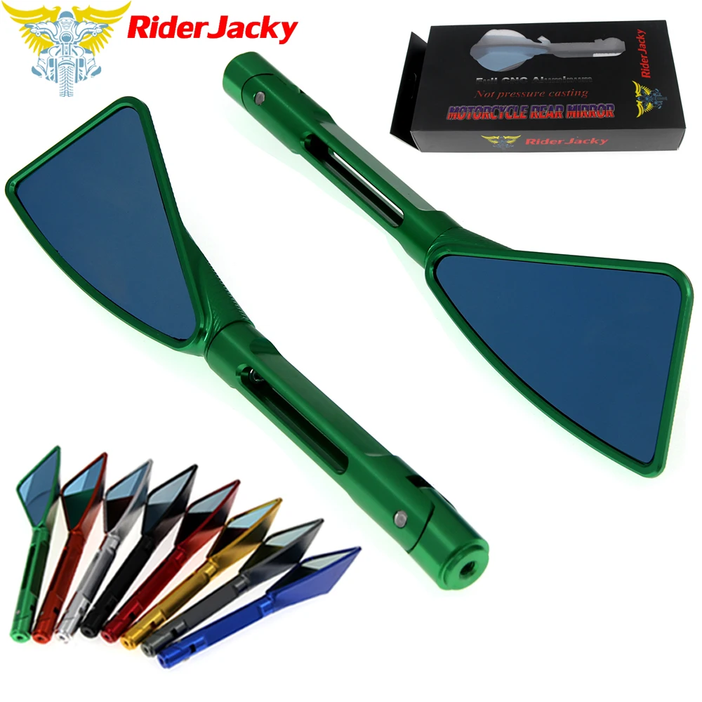 

RiderJacky Aluminum Motorcycle Rearview Side mirrors for kawasaki Ninja ZX6R ZX6RR ZX7 ZX7R ZX7RR ZX9R 250 300 400 ZX10R 250R