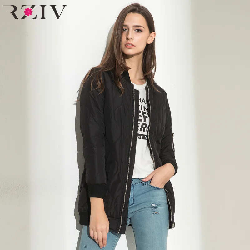 

RZIV autumn and winter women's cotton clothing casual solid color zipper decoration long cotton clothing