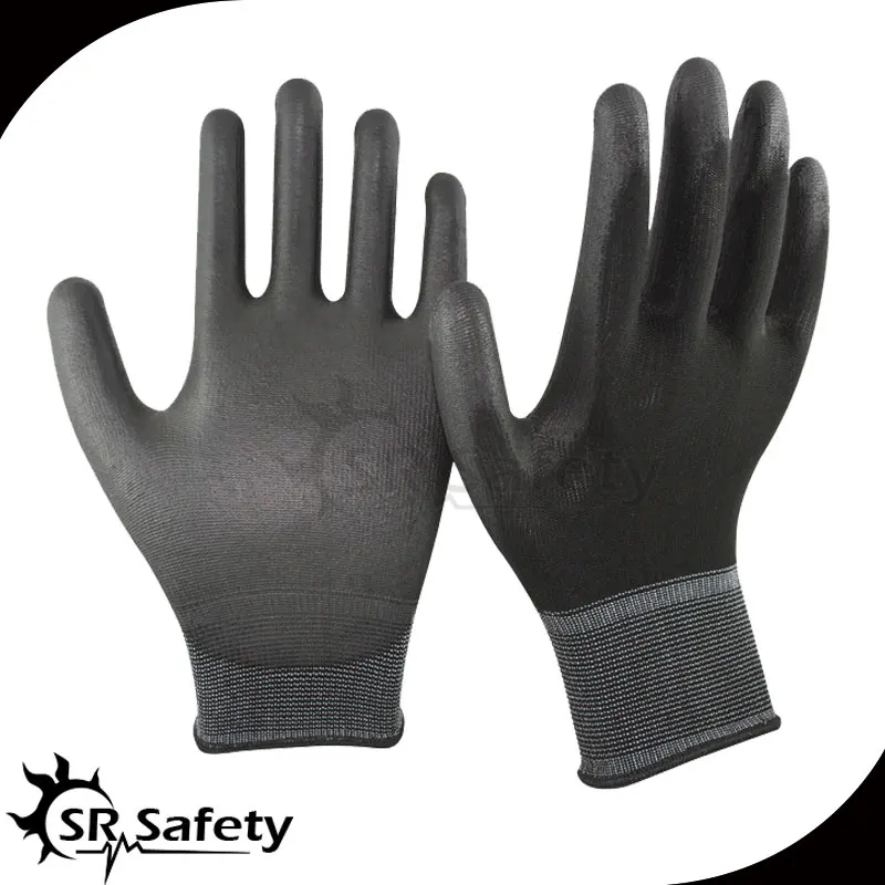 Srsafety 1 пары 13 г черные перчатки ПУ фабрики